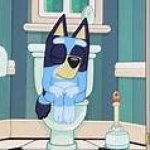 random image of bluey on the toilet
