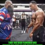 Funny | THAT BIG BISH FLINCHED AND TUCKED HIS CHIN IN AND BRACED BEFORE HE GOT SMACKED. AND THEN WHEN IT WAS HIS TURN TO SLAP THE BODY BUILDER, HE HIT HIM IN A PRESSURE POINT. SO CHEAP. | image tagged in funny,slap,contest,champions,bodybuilder,cheat | made w/ Imgflip meme maker