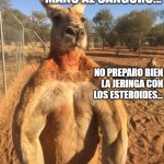 Badass Kangaroo | SE LE PASO LA MANO AL CANGURO... NO PREPARO BIEN LA JERINGA CON LOS ESTEROIDES... | image tagged in badass kangaroo | made w/ Imgflip meme maker