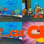 Nexstar Media Group be like | ANY NON-CW STATION | image tagged in mr krabs except you you stay,funny,memes,nexstar,the cw | made w/ Imgflip meme maker