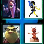 Monsters inc recast my style | SHRIMPO FROM DANDY’S WORLD; BABY WENDA OR BABY SIMON FROM SPRUNKI; SID PHILLIPS FROM TOY STORY; FRANK FROM SAUSAGE PARTY; GOOB FROM DANDY’S WORLD AS THE GREEN ONE; AS THE YELLOW ONE | image tagged in your monsters inc recast | made w/ Imgflip meme maker