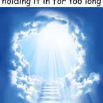 Best feeling ever | How it feels like to get the poo out after holding it in for too long | image tagged in heaven | made w/ Imgflip meme maker