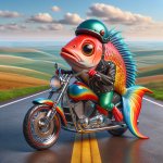 FISH ON THE MOTOBIKIE