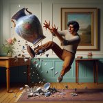 someone dropping a vase and it breaking
