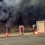 burning tesla station