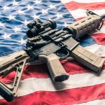 American Flag and AR-15 gun firearm rifle