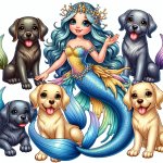 1 siren and 4 labradors