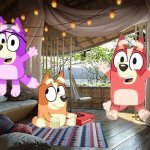 Bingo Heeler, Katlyn Nyltick And Kai Nyltick In A Tree House