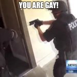 gay | YOU ARE GAY! | image tagged in fbi open up | made w/ Imgflip meme maker