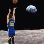 Curry shooting from the Moon