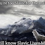 Lone Wolf | When you're too Slavic for the mainstream; But still know Slavic Lives Matter | image tagged in lone wolf,slavic wolf | made w/ Imgflip meme maker