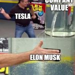 idk wut to name | COMPANY VALUE; TESLA; ELON MUSK | image tagged in flex tape | made w/ Imgflip meme maker