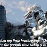 Chicken Jocke- | Me when my little brother says "Chicken Jockey" for the 9000th time today (I'm sick of it) | image tagged in gifs,gif,mechagodzilla,godzilla,rage | made w/ Imgflip video-to-gif maker