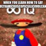 Infinite IQ | WHEN YOU LEARN HOW TO SAY PNEUMONOULTRAMICROSCOPICSILICOVOLCANOCONIOSIS | image tagged in infinite iq | made w/ Imgflip meme maker