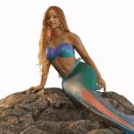 halle mermaid on the rock