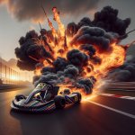 A go kart on fire