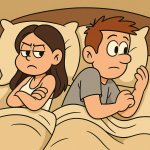 Couple in bed cartoon