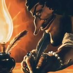 pirate writing with feather