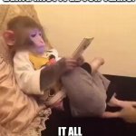 Monkey on a phone | READING THE DESCRIPTION FOR ANOTHER TYPE AFTER BEING MISTYPED FOR YEARS. IT ALL MAKES SENSE NOW | image tagged in monkey on a phone | made w/ Imgflip meme maker