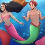 tanjiro and nezuko as merpeople
