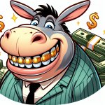 fat donkry with money and grills