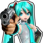 Hatsune Miku with a gun