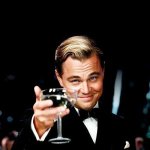 DiCaprio toasting in The Great Gatsby