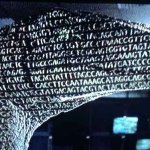 Jurassic Park Velociraptor with DNA letters