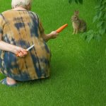 Old lady and rabbit