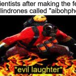 evil 4F | Scientists after making the fear of palindrones called "aibohphobia" | image tagged in evil laughter,funny,memes,palindrome | made w/ Imgflip meme maker