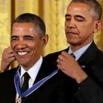 Obama giving himself a medal