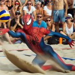spiderman playing volleyball defense
