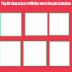 top 10 characters with the worst insane hatedom