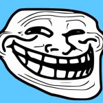 Trollface with a blue background