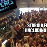 YES! YES! YES! YES! | STARKID FANS (INCLUDING ME): | image tagged in crowd cheering | made w/ Imgflip meme maker