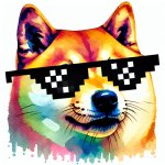 doge with pixalatid black sun glasses