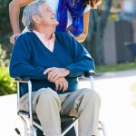 Pushing Grandpa's wheelchair