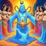 Genie with Lamp & Belly Dancers template
