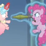 Pinkie pie with a rocket launcher