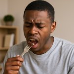 Black guy eating Tootsie roll