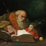 Man pointing at book