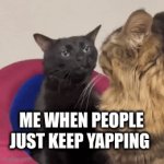 black cat zoning out | ME WHEN PEOPLE JUST KEEP YAPPING | image tagged in gifs,funny | made w/ Imgflip video-to-gif maker