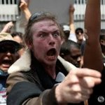 yelling protester