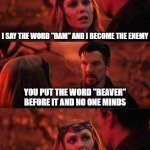 That Doesn't Seem Fair | I SAY THE WORD "DAM" AND I BECOME THE ENEMY; YOU PUT THE WORD "BEAVER" BEFORE IT AND NO ONE MINDS; THAT DOESN'T SEEM FAIR | image tagged in that doesn't seem fair | made w/ Imgflip meme maker