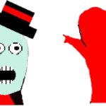 Victor and red wojack pointing