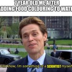 and for my next experiment | 7 YEAR OLD ME AFTER ADDING FOOD COLOURING TO WATER; SCIENTIST | image tagged in you know i'm something of a _ myself,you know i'm something of a scientist myself,science,7 year old me | made w/ Imgflip meme maker