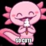 pink | SO CUTE | image tagged in axulotl | made w/ Imgflip meme maker