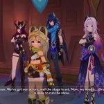 6 Natlan characters looking at you (ignore the Textbox) meme