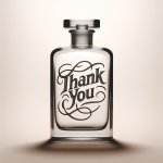 a glass bottle that says "thank you" on it
