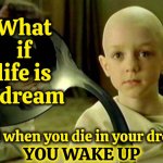 Life Could Be A Dream If I Could Take You Up In Paradise Up Above. Sh-Boom Sh-Boom Ya Ya Dadada Life Could Be A Dream Sweetheart | What if life is a dream; And when you die in your dream; YOU WAKE UP | image tagged in spoon matrix,life could be a dream,living the dream,i have a dream,follow your dreams,wait what | made w/ Imgflip meme maker